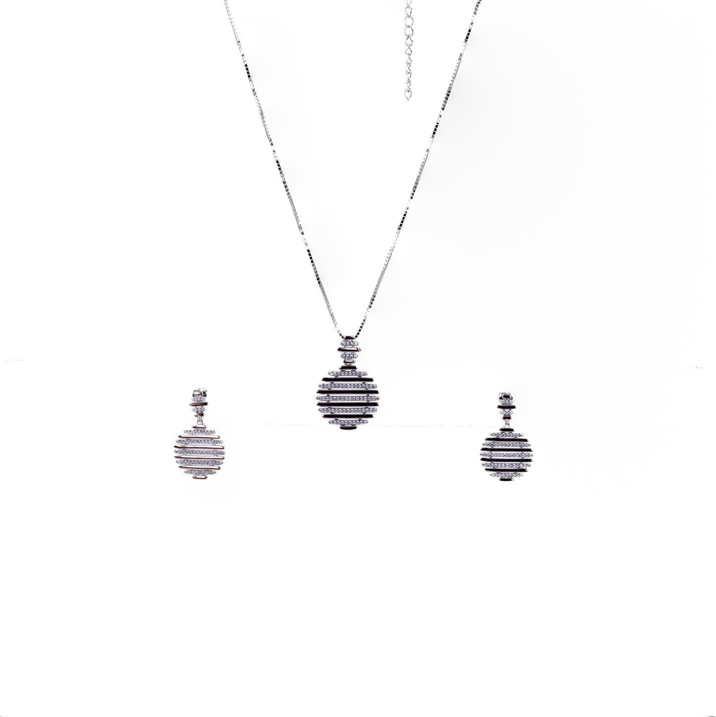 Two Tone Bling Disco Pendant Set