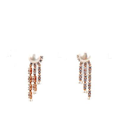 Rose Gold Sparkling Lines Earrings