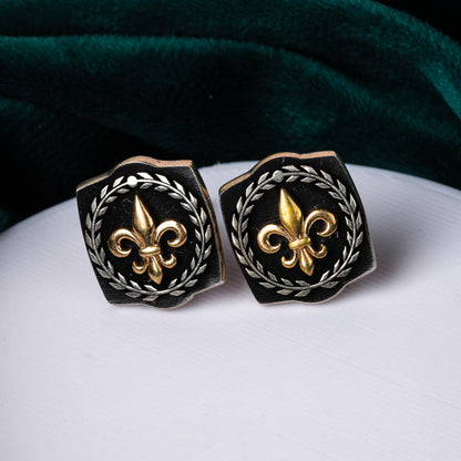 Vintage Charcoal Embossed Elegance Cufflinks