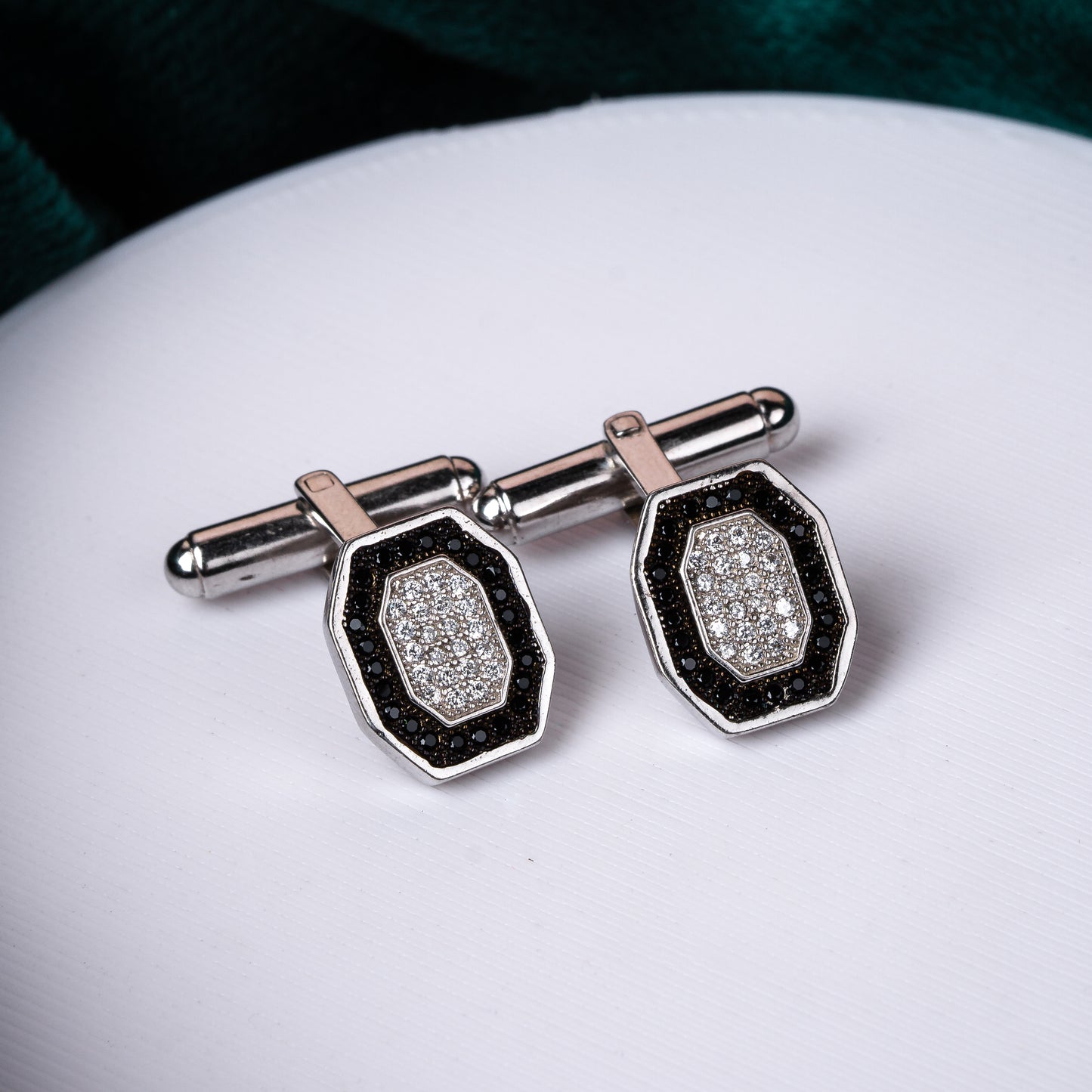 Silver Hexagonal Elegance Cufflinks