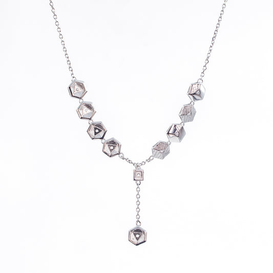 Silver Hexagonal Necklace Chain Pendant