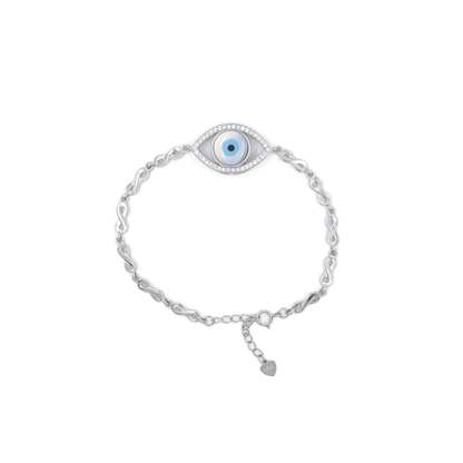 Silver Evil Eye Infinity Bracelet