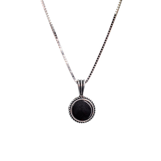 Silver Minimalist Black Stone Pendant