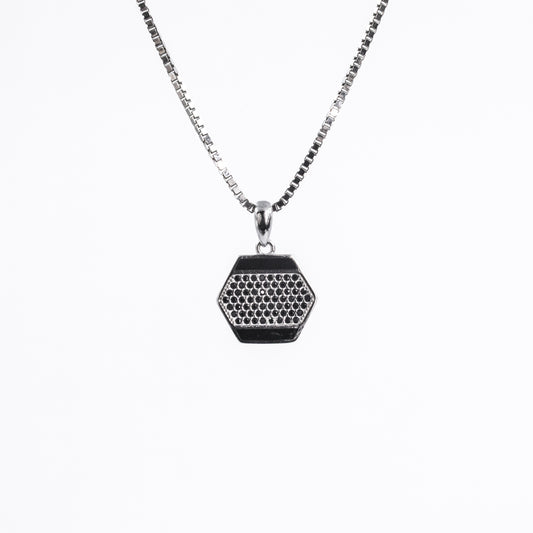 Silver Hexagon Beehive Pendant