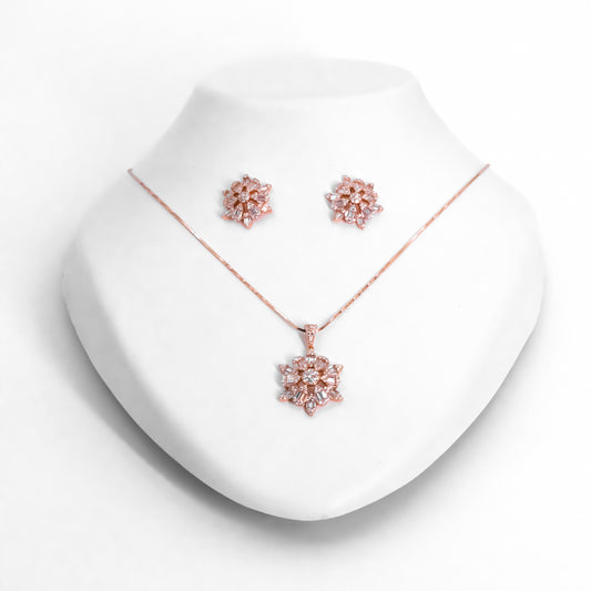 Rose Gold Snowflake Pendant Set