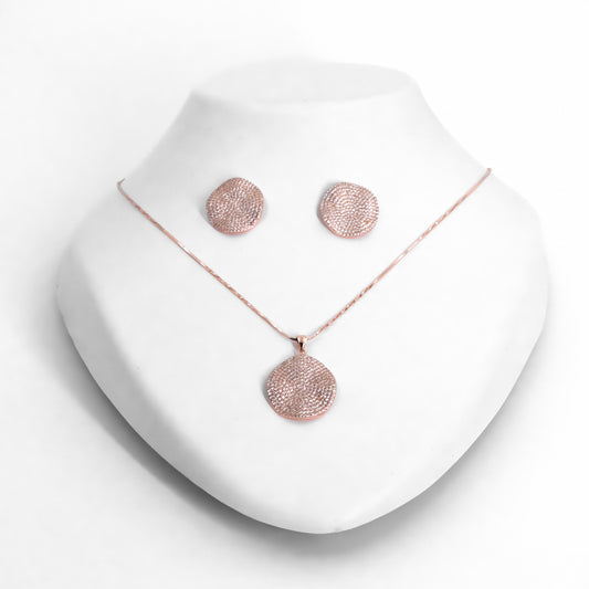 Rose Gold Diamond Circle Pendant Set