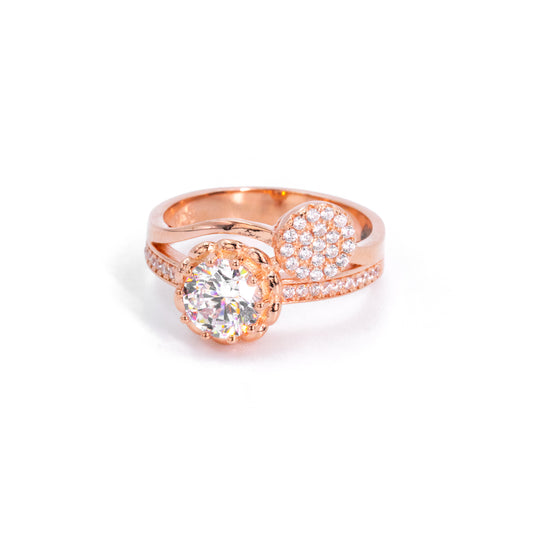 Rose Gold Dual Gem Stone Charm Ring