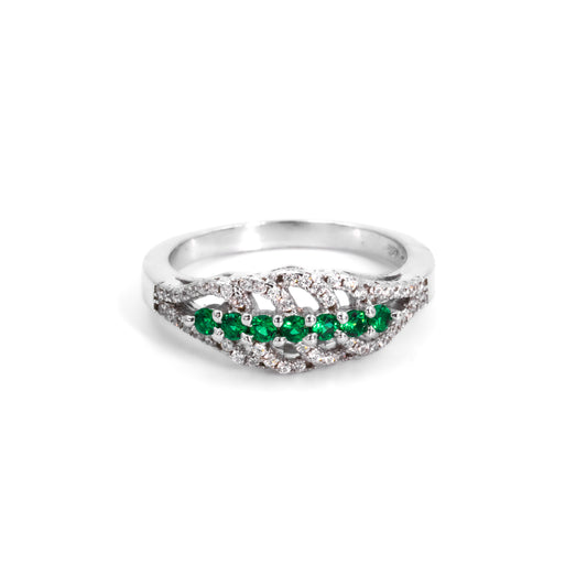 Silver with Green Crystal Harmony Ring