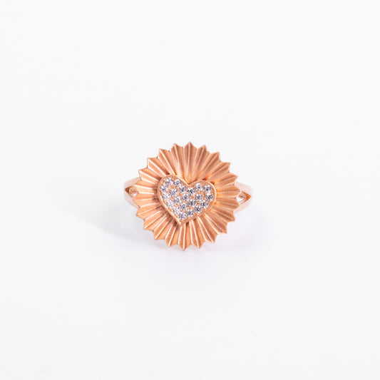 Rose Gold In Bloom Heart Ring