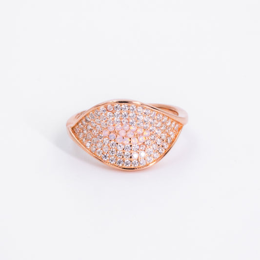 Rose Gold White Stone Cascade Ring