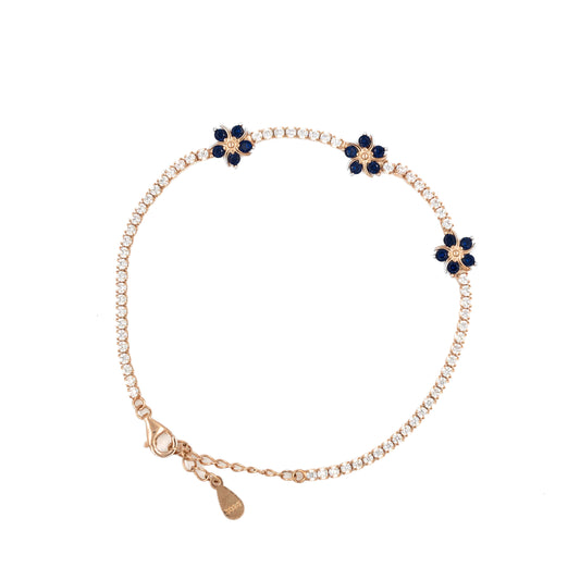 Rose Gold Sapphire Floral Bracelet