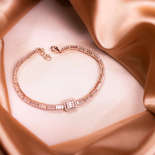 Rose Gold Sparkly Baguette Bracelet